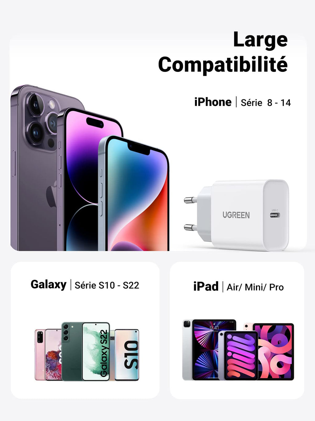UGREEN 20W Chargeur USB C PD 3.0