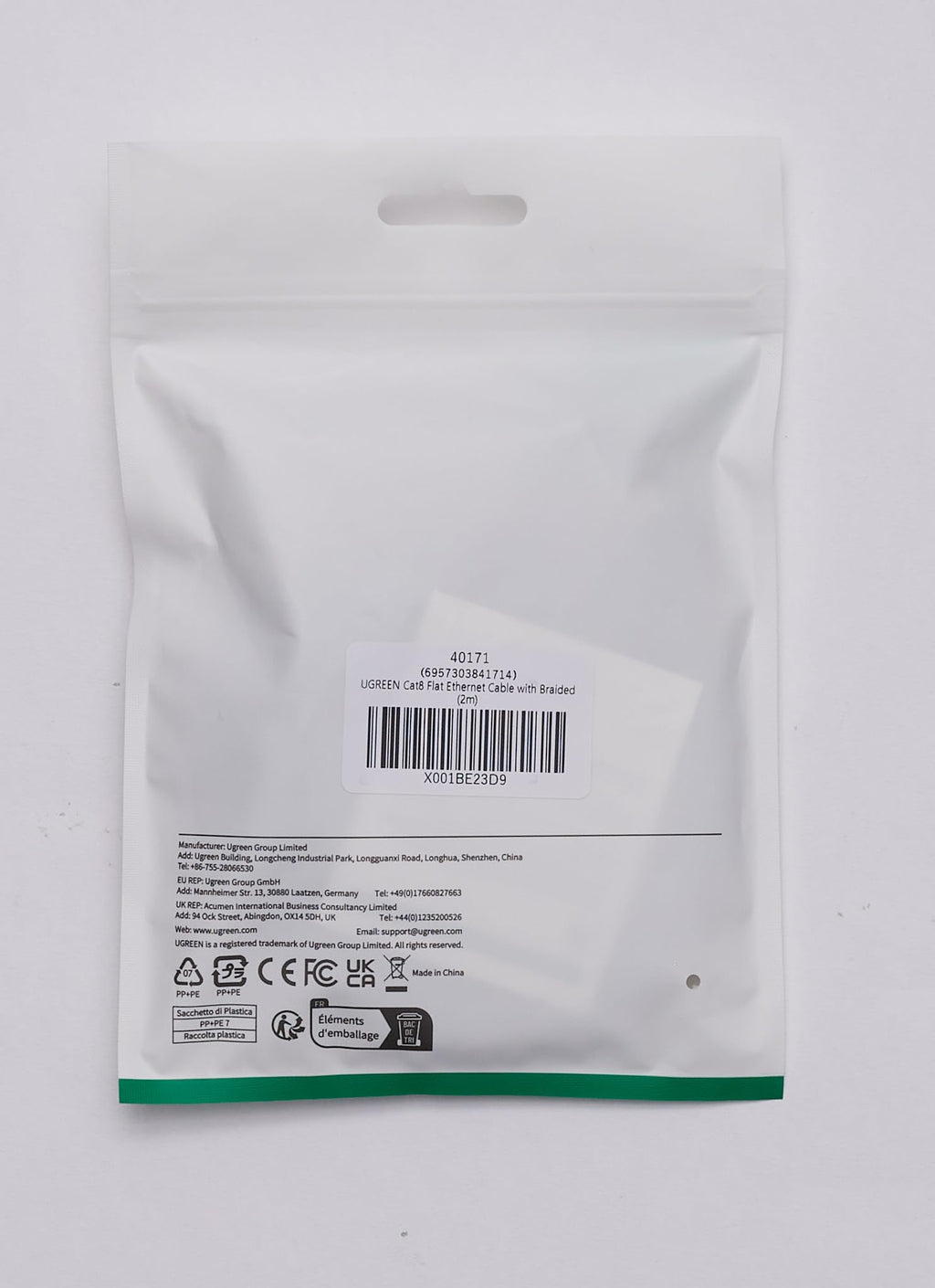 UGREEN Cat 8 Plat Câble Ethernet Réseau RJ45 Nylon Tressé 26AWG Super Débit 40Gbps 2000MHz