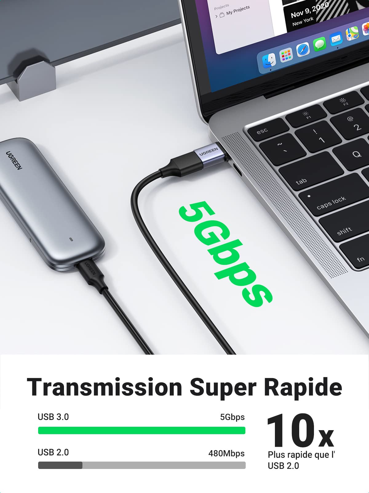 Lot De 4 Adaptateurs USB-C Vers USB-A 3.0 - Convertisseur Type-C Mâle Vers USB Femelle - Pour Ordinateur, Smartphone, Clé, Disque Dur