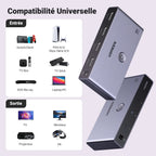 UGREEN Switch HDMI 2.1 8K 60Hz Commutateur HDMI 4K 120Hz 3 Entrées à 1 Sortie 1080P Dolby Vision Atmos HDR 3D Haute Vitesse 48Gbps Compatible avec PC PS5 PS4 Xbox One 360 DVD TV Box Projecteur