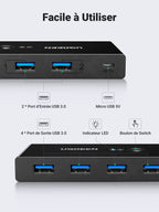 UGREEN Switch USB 3.0 Commutateur KVM 4 Ports USB