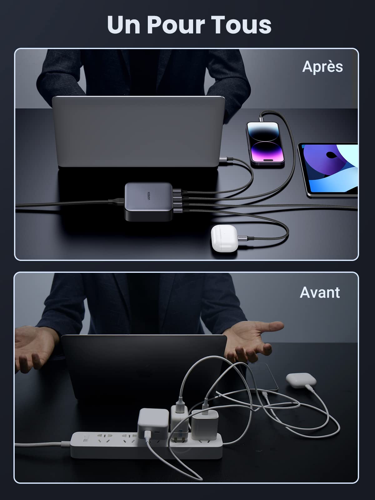 UGREEN Nexode 100W Chargeur USB C 4 Ports chargeur de bureau