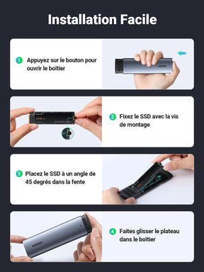 UGREEN Boîtier SSD M.2 NVMe SATA USB 3.2 10Gbps - Adaptateur 2230 2242 2260 2280