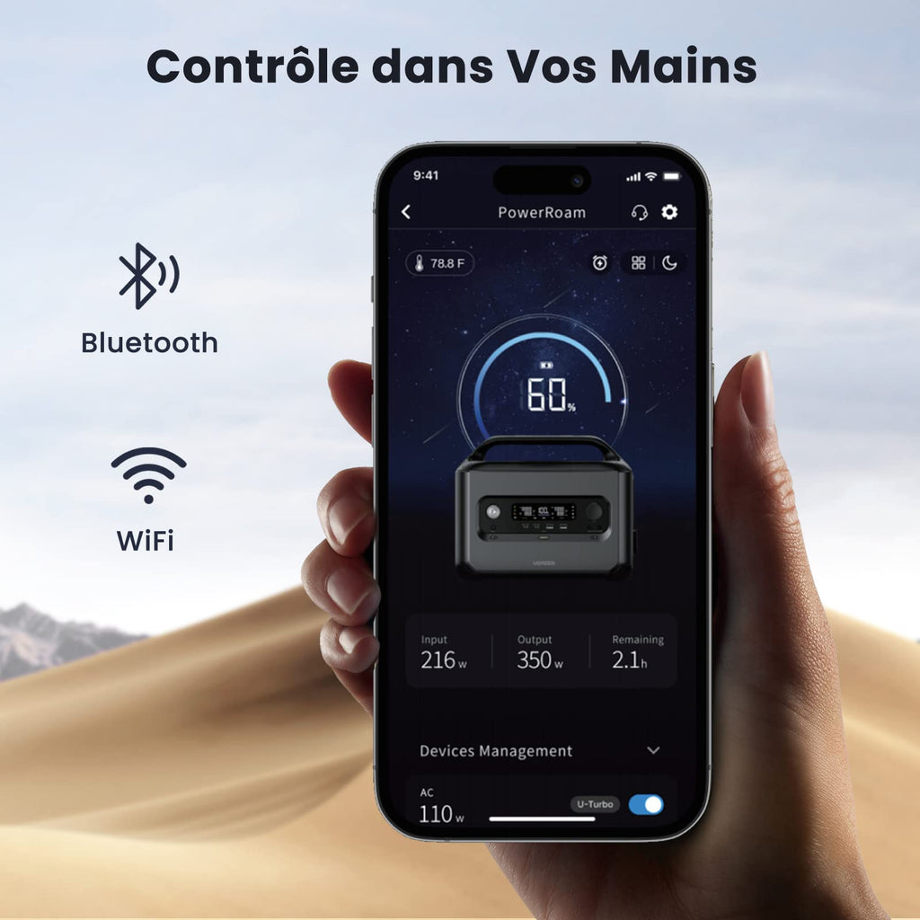 UGREEN Station Électrique Portable 1200 1024Wh PowerRoam avec LiFePO4 Batterie 1.5H Charge Rapide 2500 W
