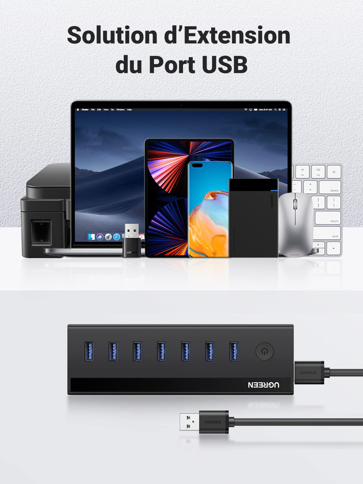 UGREEN Data Hub USB 3.0 à 7 Ports Hub Multi USB 5Gbps