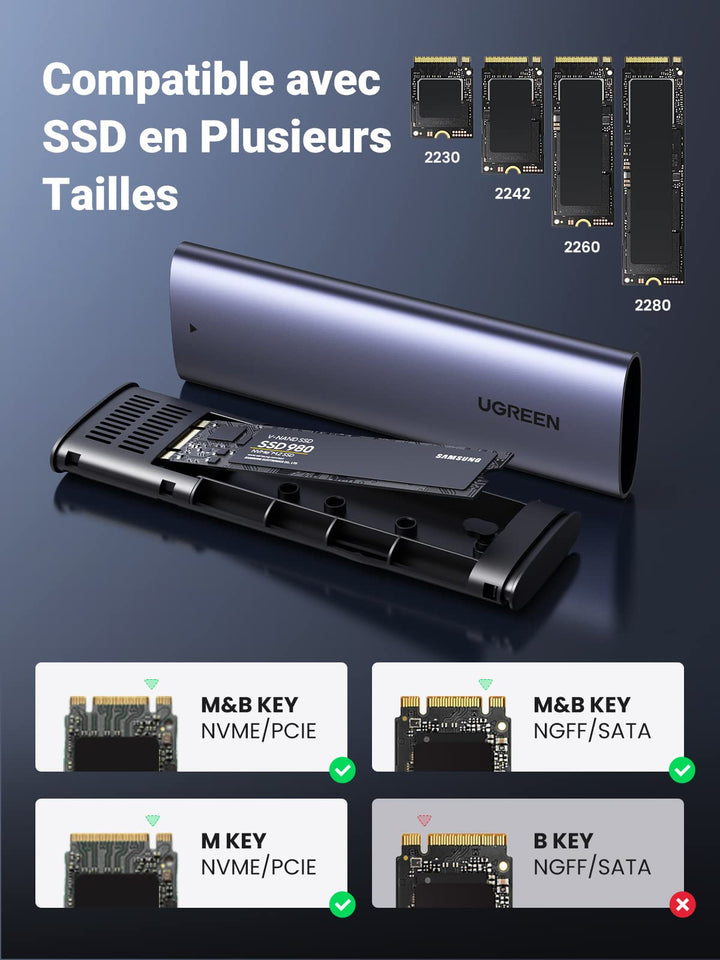 UGREEN USB 3.1 Gen 2 M.2 Behuizing Compatibel met M.2 NVMe UGREEN USB 3.1 Gen 2 M.2 Behuizing Compatibel met M.2 NVMe