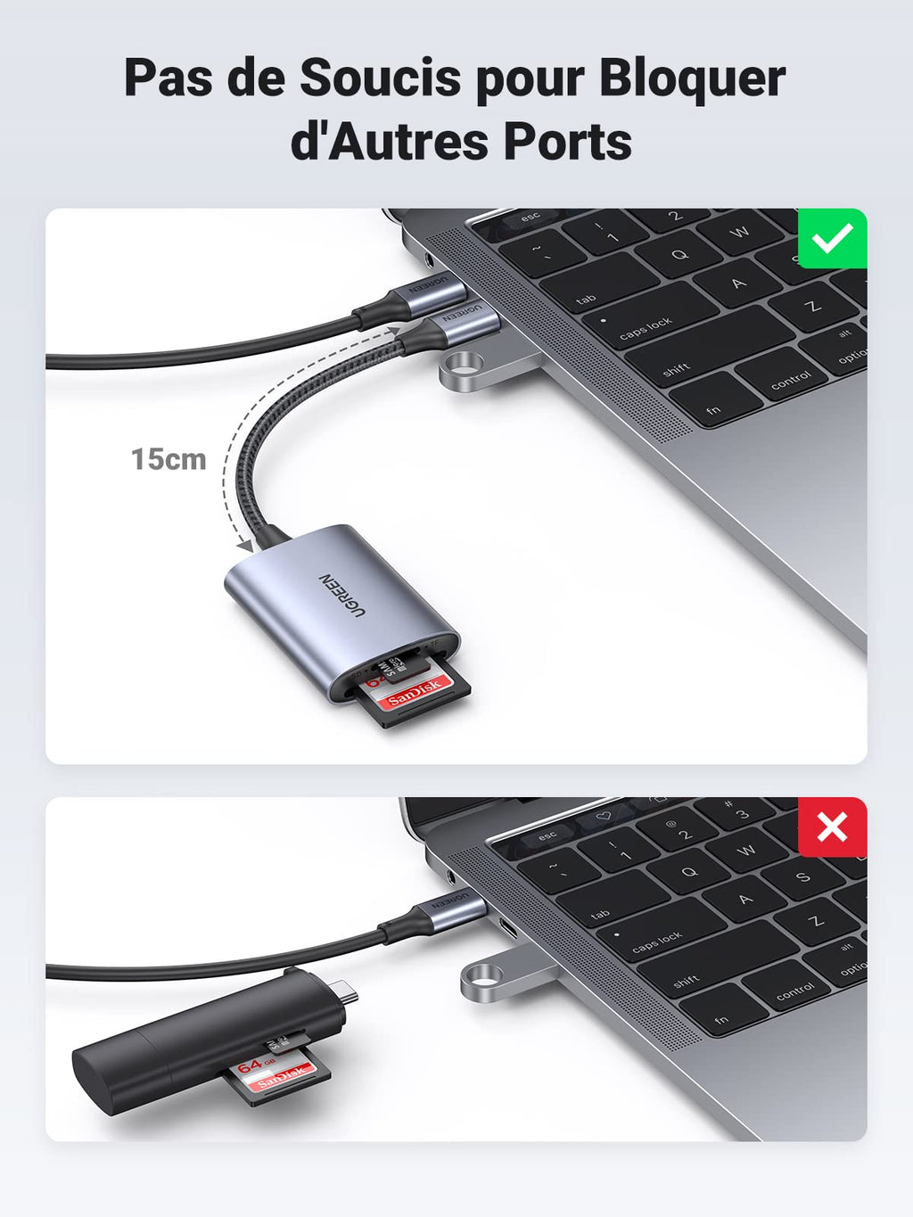 UGREEN Lecteur de Carte USB C Adaptateur de Carte SD Micro