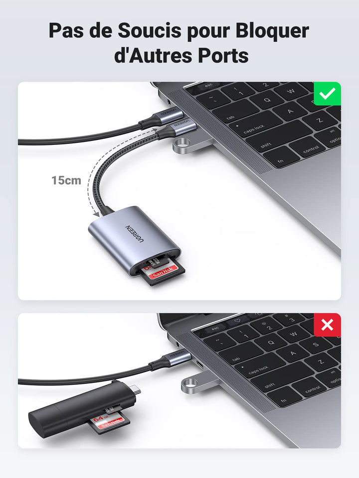 USB C Lecteur de Carte SD, OTG 3 en 1 Lecteur de Carte Mémoire USB C vers  Micro SD TF avec Port USB3.0, Compatible avec pour Galaxy, Huawei,  Tablettes, Ordinateur Portable, MacBook 