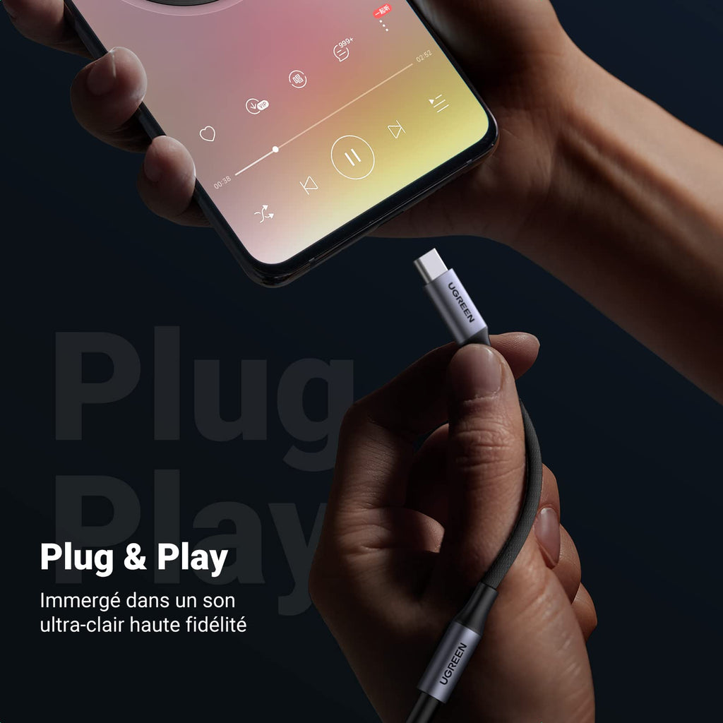 UGREEN Adaptateur USB C Jack 3.5mm Adaptateur Écouteurs Audio Puce DAC