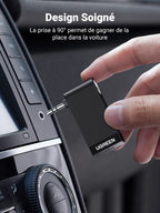 UGREEN Récepteur Bluetooth 5.0 Voiture Adaptateur Bluetooth Aux 3.5mm Jack Kit Mains Libres avec Mic Intégré pour Streaming Maison Kit Auto Haut Parleur