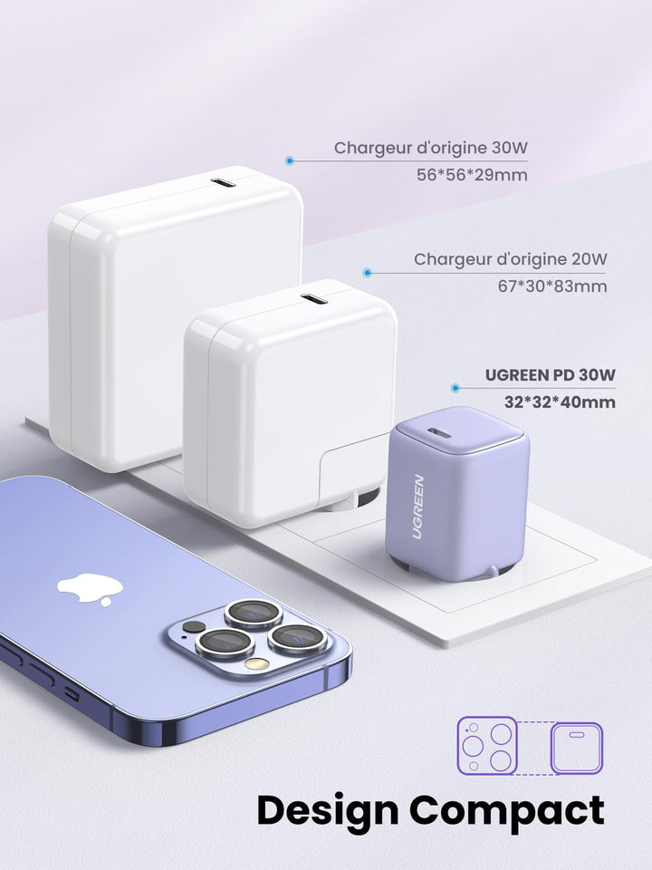 UGREEN Nexode Chargeur 30W USB C avec GaN Tech (Violet)