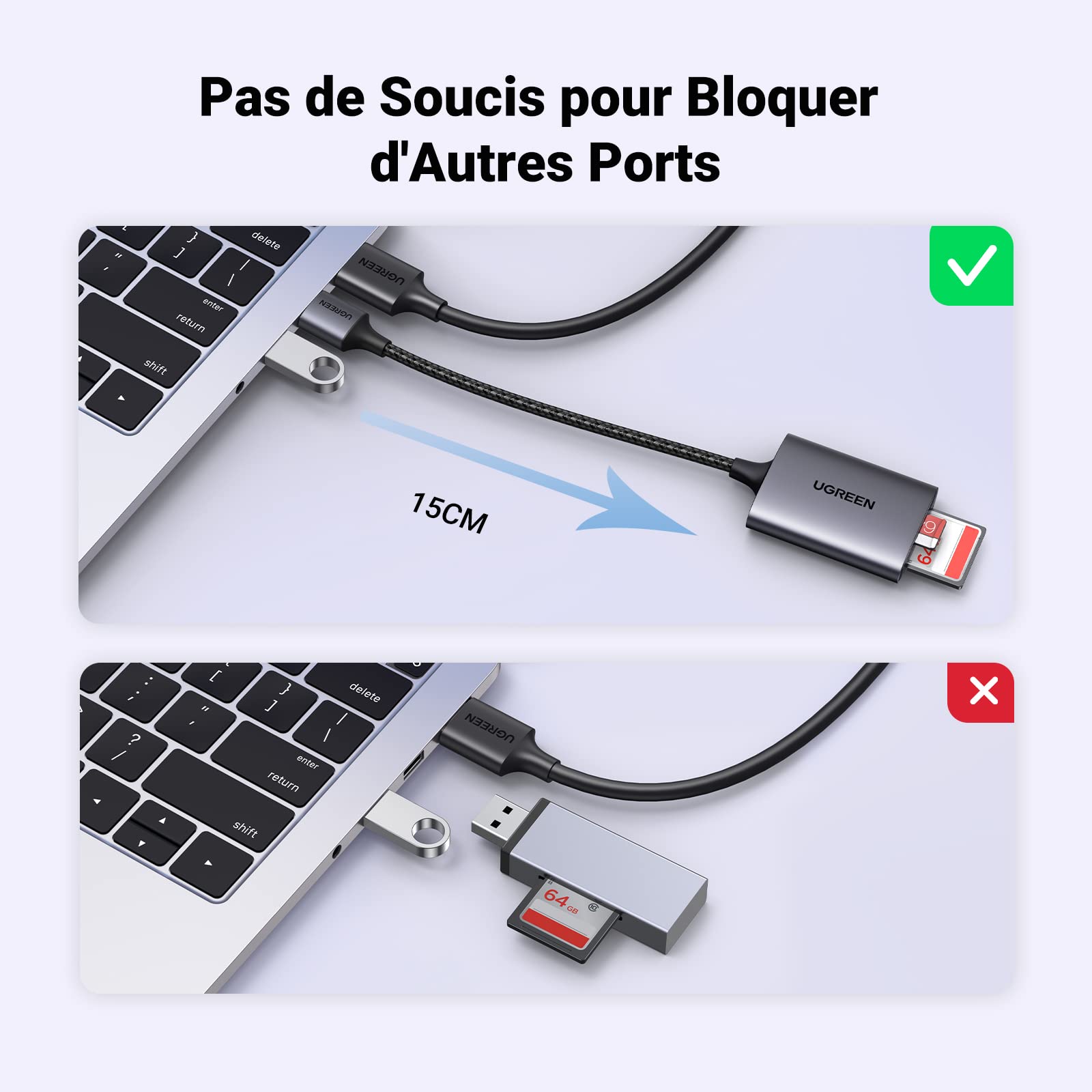 UGREEN USB 3.0 Lecteur de Carte SD Micro SD Adaptateur