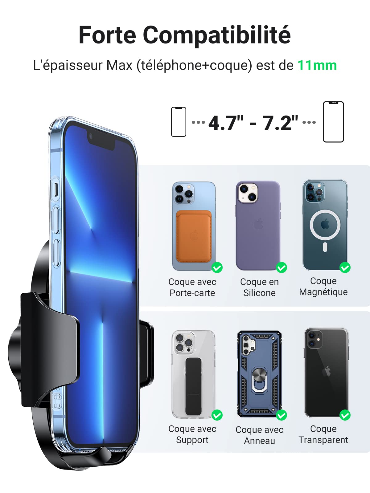 UGREEN Support Téléphone Voiture Ventouse Rotation à 360 Degrés