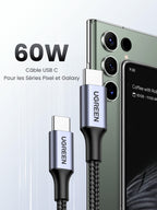 UGREEN Lot de 2 Câble USB C vers USB C PD Charge Rapide 60W