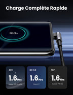 UGREEN Câble USB C Coudé 1M et 2M Lot de 2 Chargeur Type C Câble USB C Rapide 3A Nylon Tressé