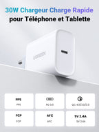 UGREEN Chargeur 30W USB C PPS PD 3.0