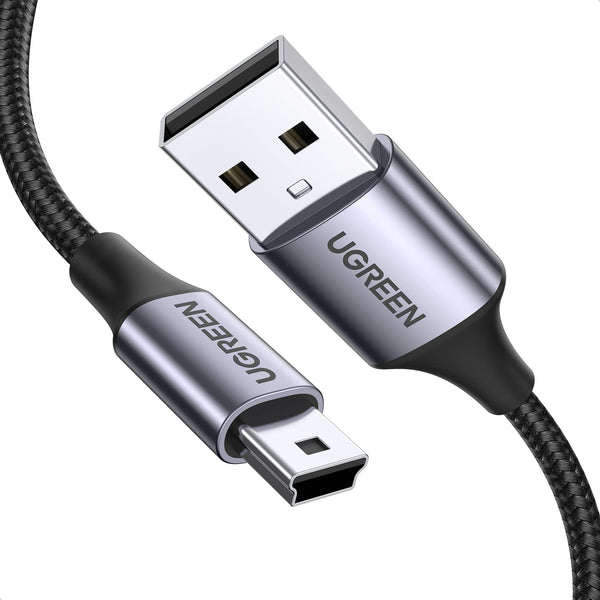 UGREEN Câble Mini USB Nylon Tressé Câble USB 2.0 Type A vers Mini B Coque en Aluminium Compatible avec Appareil Photo GPS Garmin Disque Dur Manette PS3 Calculatrice GoPro Hero 4 MP3 (2M)