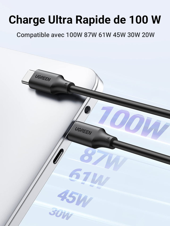 UGREEN Cable USB C vers USB C PD 100W 5A 20V Charge Rapide (1M)