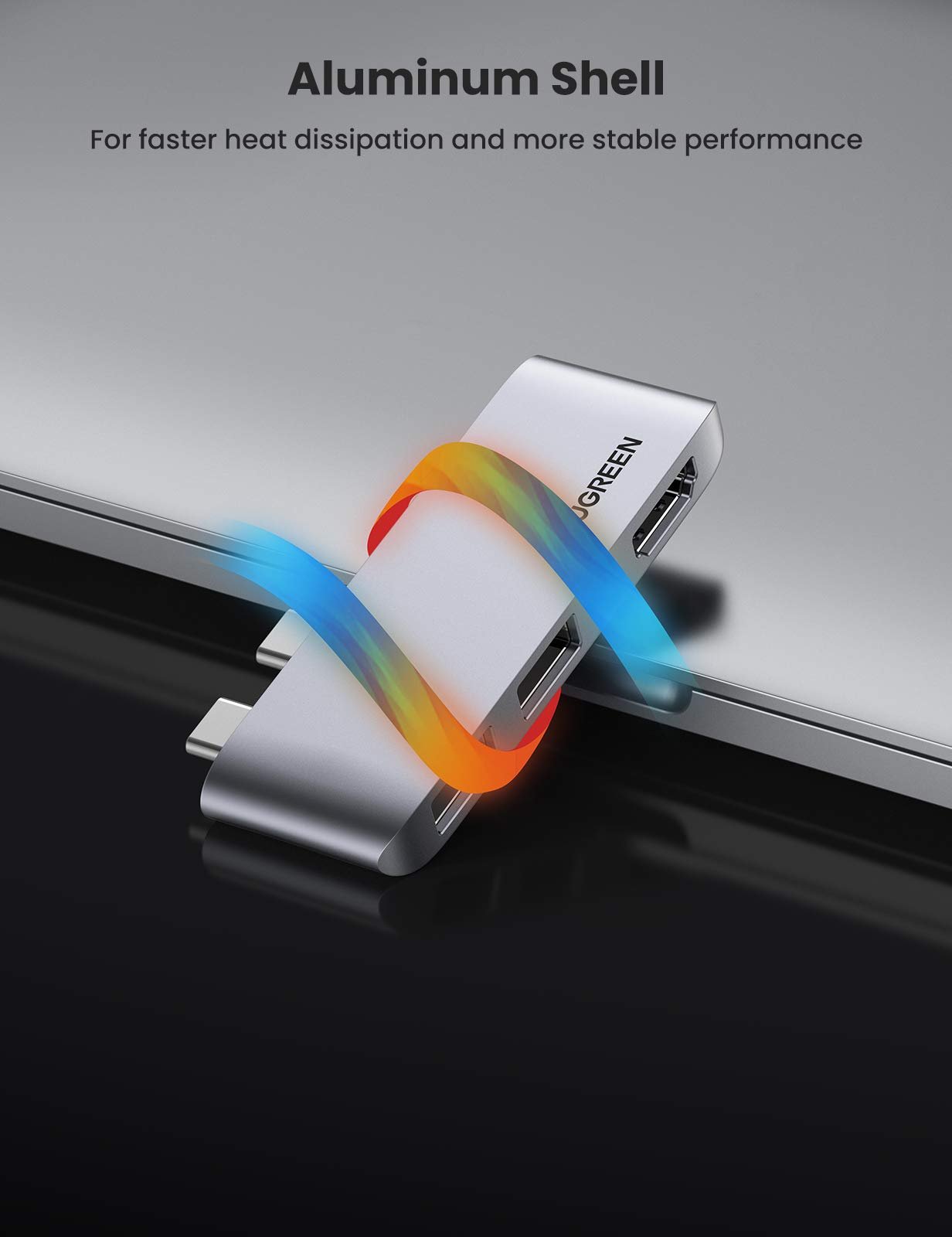 UGREEN Adaptateur Hub USB C HDMI 4K 60Hz Compatible avec MacBook Pro M2 M1 2022 à 2016 MacBook Air 2022 à 2018 Adaptateur USB Type C vers 2 Ports USB 3.1 Gen 2 10Gbps