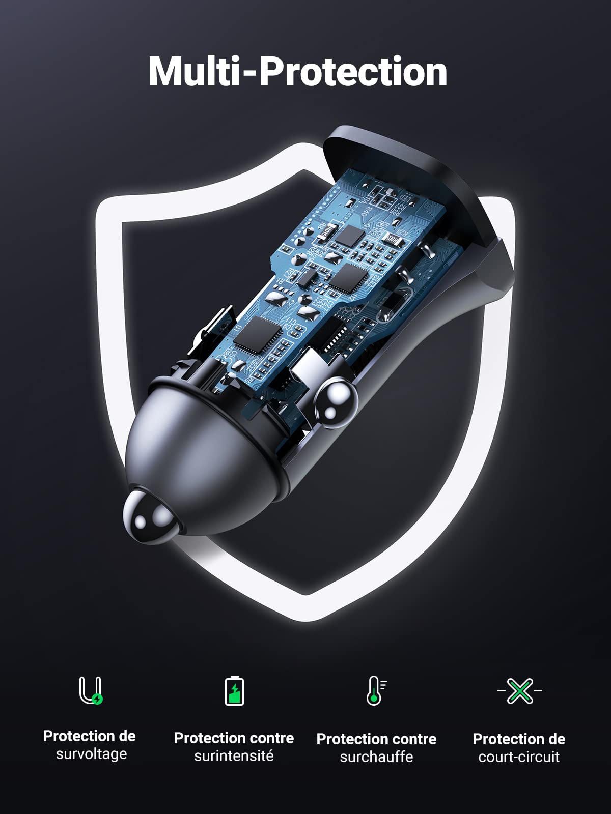 UGREEN Chargeur Voiture USB C 30W PD QC 3.0 PPS