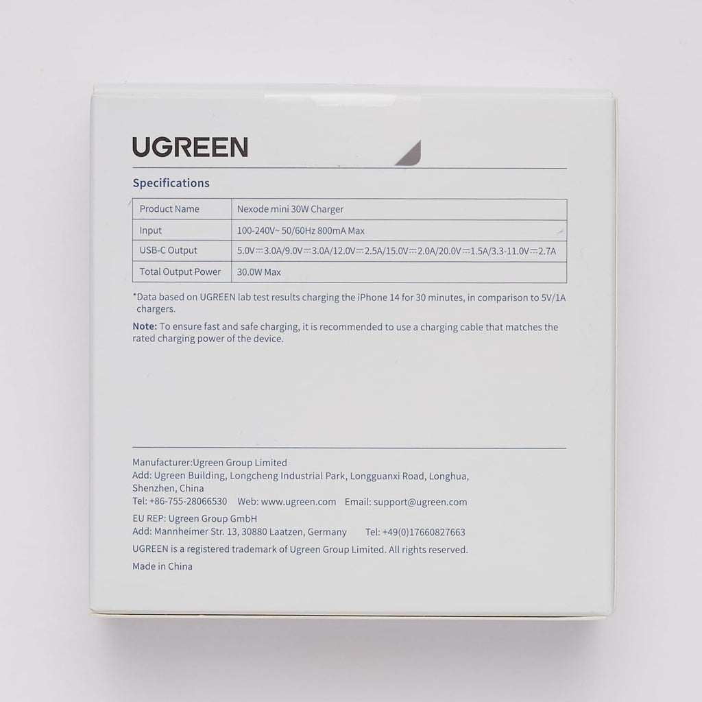 UGREEN Nexode Chargeur 30W USB C avec GaN Tech (Bleu)