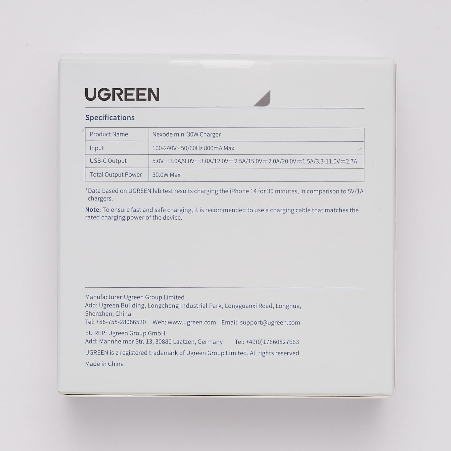 UGREEN Nexode Chargeur 30W USB C avec GaN Tech (Bleu)