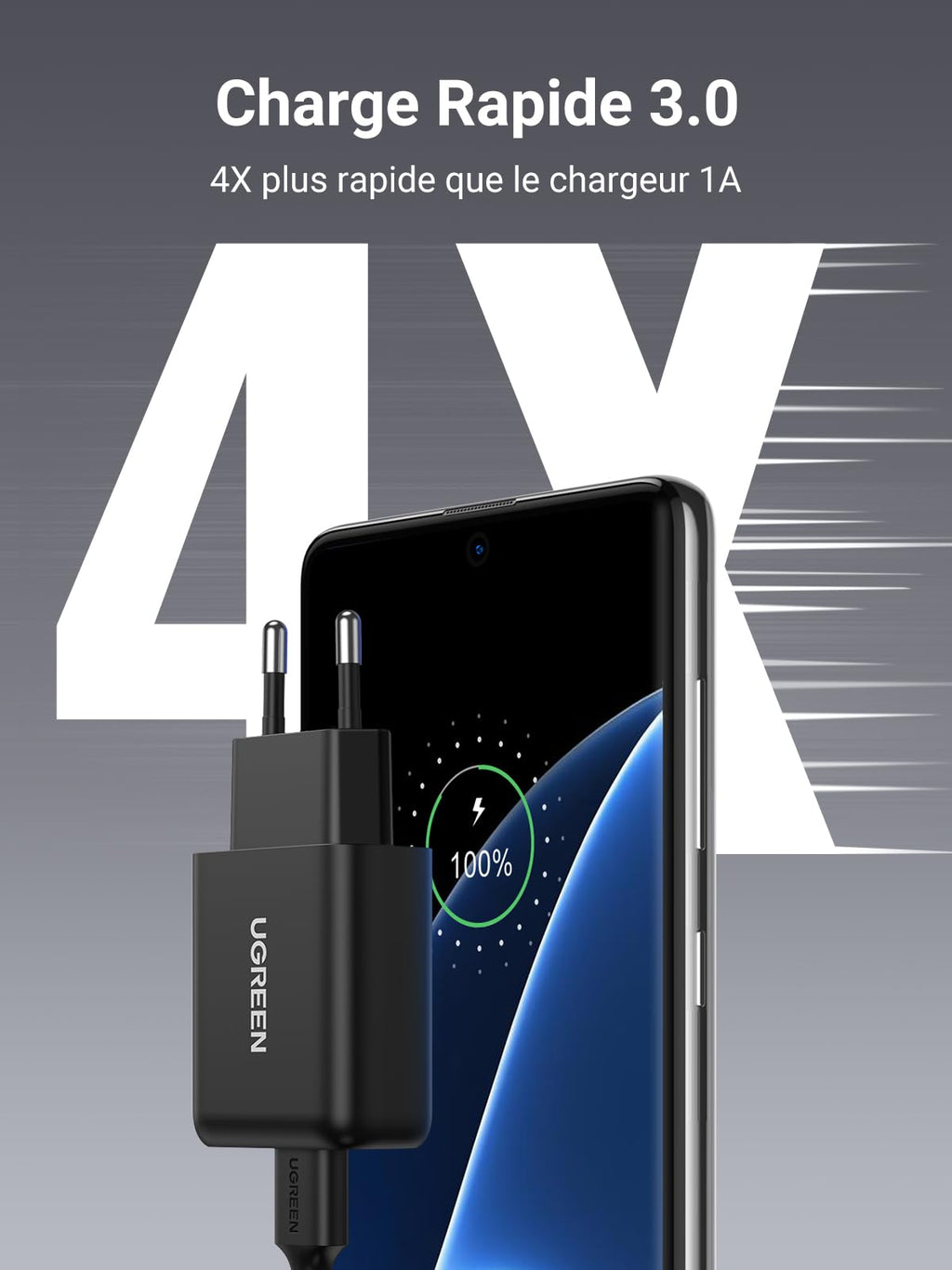 UGREEN Chargeur Secteur USB Quick Charge 3.0 (Noir)