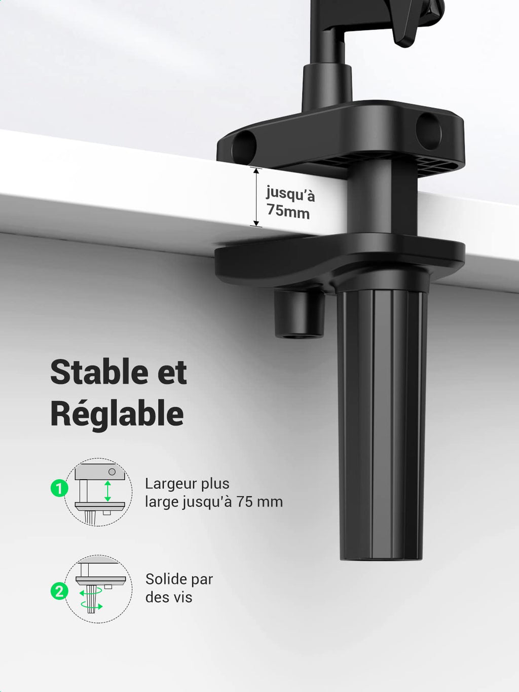 UGREEN Support Tablette Lit Bras Articulé en Aluminium Support Téléphone Flexible Compatible avec iPad Pro 12,9 Air 2022 Mini MediaPad iPhone 15 Plus Pro Max 13 12 Galaxy S23 S22 Redmi Note 11 Pro