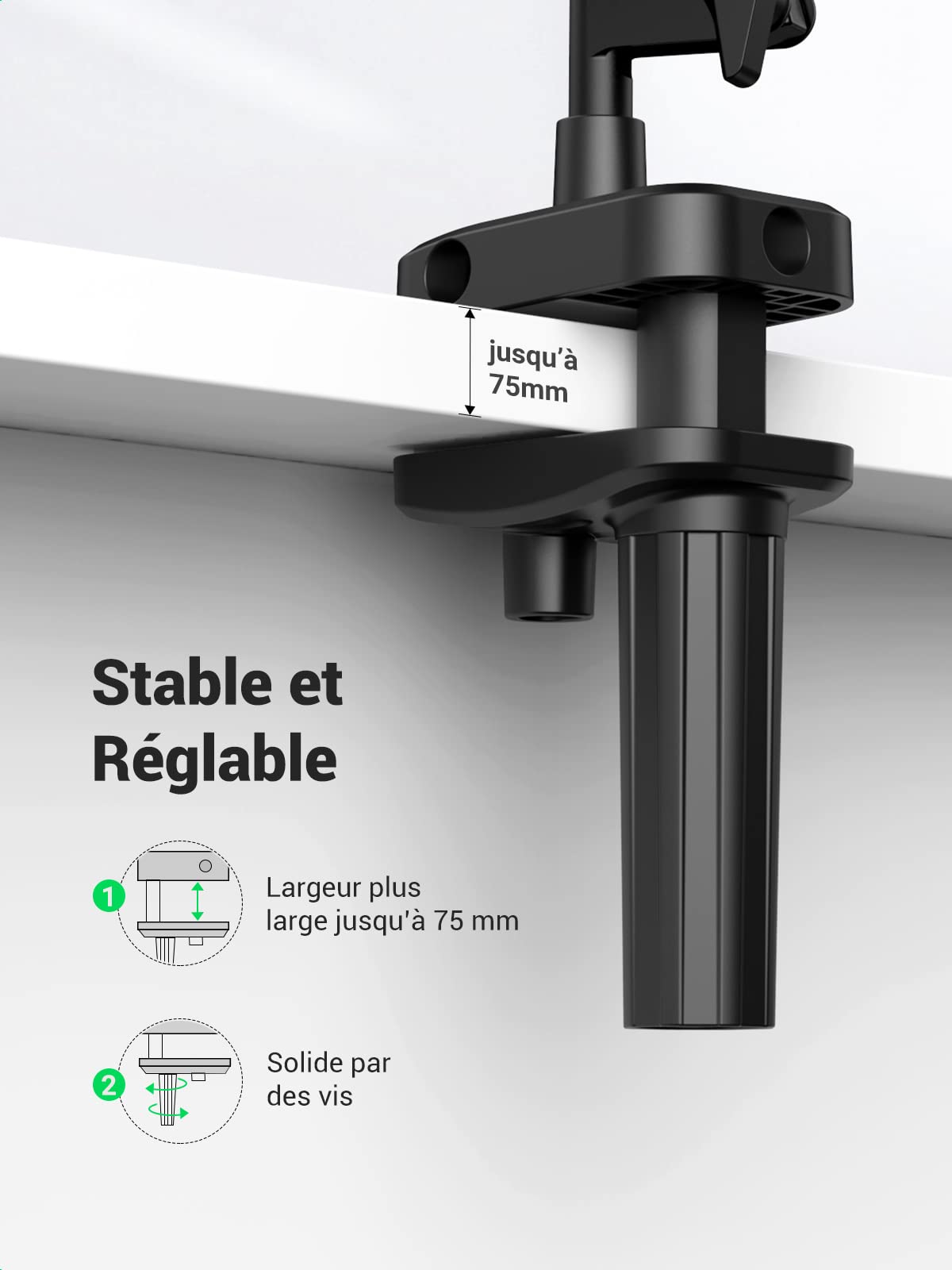 UGREEN Support Tablette Lit Bras Articulé en Aluminium Support Téléphone Flexible Compatible avec iPad Pro 12,9 Air 2022 Mini MediaPad iPhone 15 Plus Pro Max 13 12 Galaxy S23 S22 Redmi Note 11 Pro