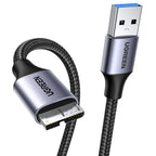 UGREEN Câble USB 3.0 Mâle A vers Micro B Câble Disque Dur Externe Nylon Tressé Compatible avec Boîtier Disque Dur Western Digital WD Elements Toshiba Canvio Seagate Maxtor (1M)