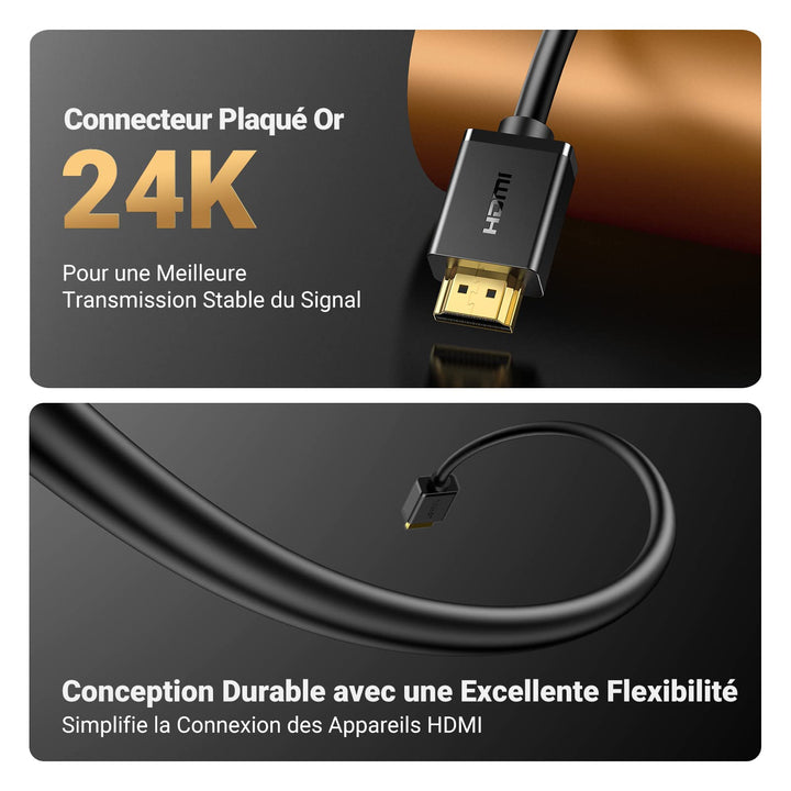 UGREEN Câble HDMI Rallonge 4K 60Hz Câble Extension HDMI Mâle vers Femelle à Haute Vitesse Compatible avec TV Xbox One PS4 PS3 Roku Streaming Stick Chromecast Lecteur Blu Ray (0.5M)