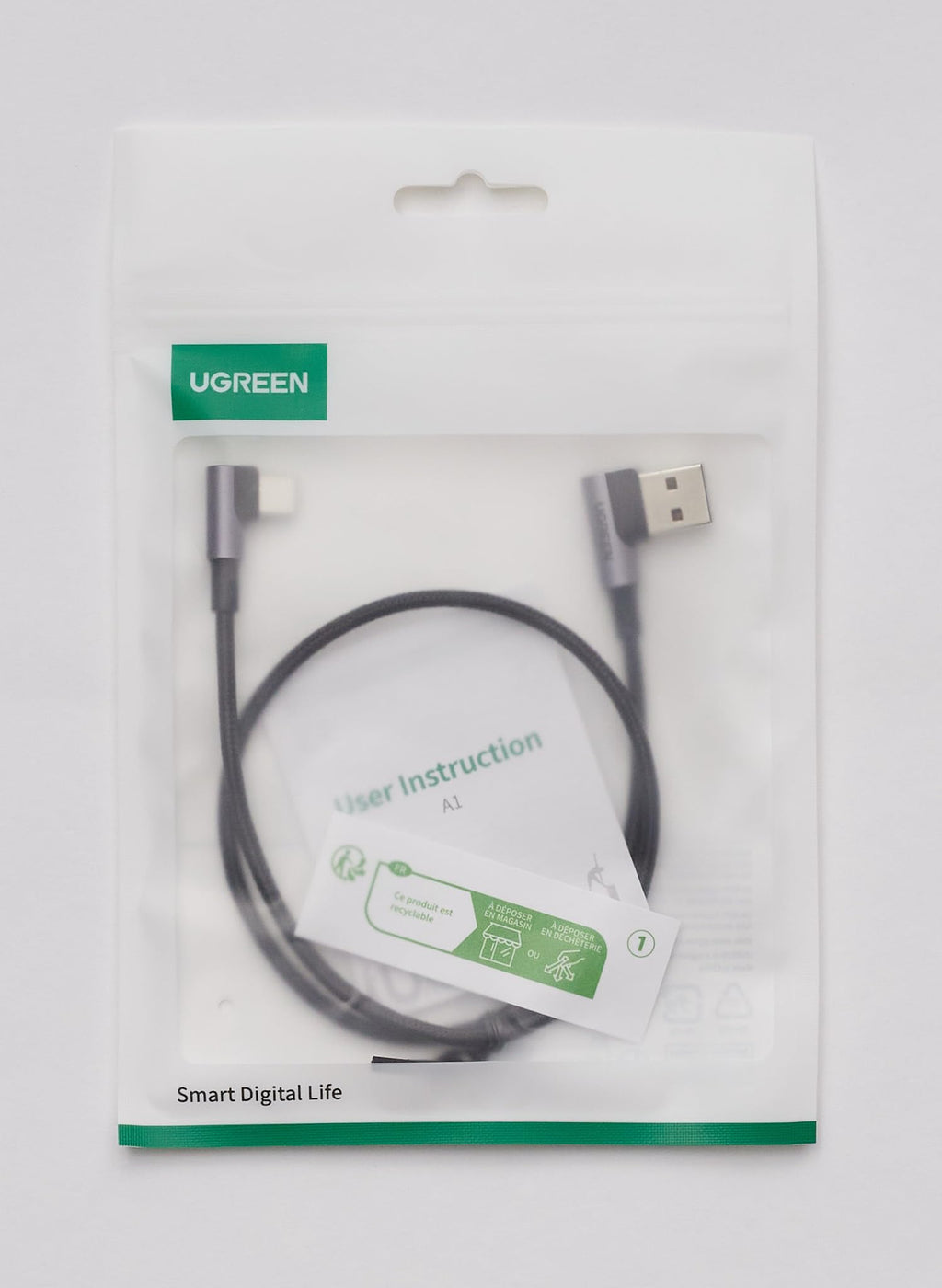 UGREEN Câble USB C Coudé 90 Degrés Charge Rapide Nylon Tressé