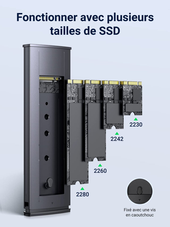 Boîtier SSD M.2 NVMe M.2 avec Transmission 10 Gbit/s, Adaptateur