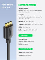 UGREEN Câble USB 3.0 Mâle A vers Micro B Câble Disque Dur