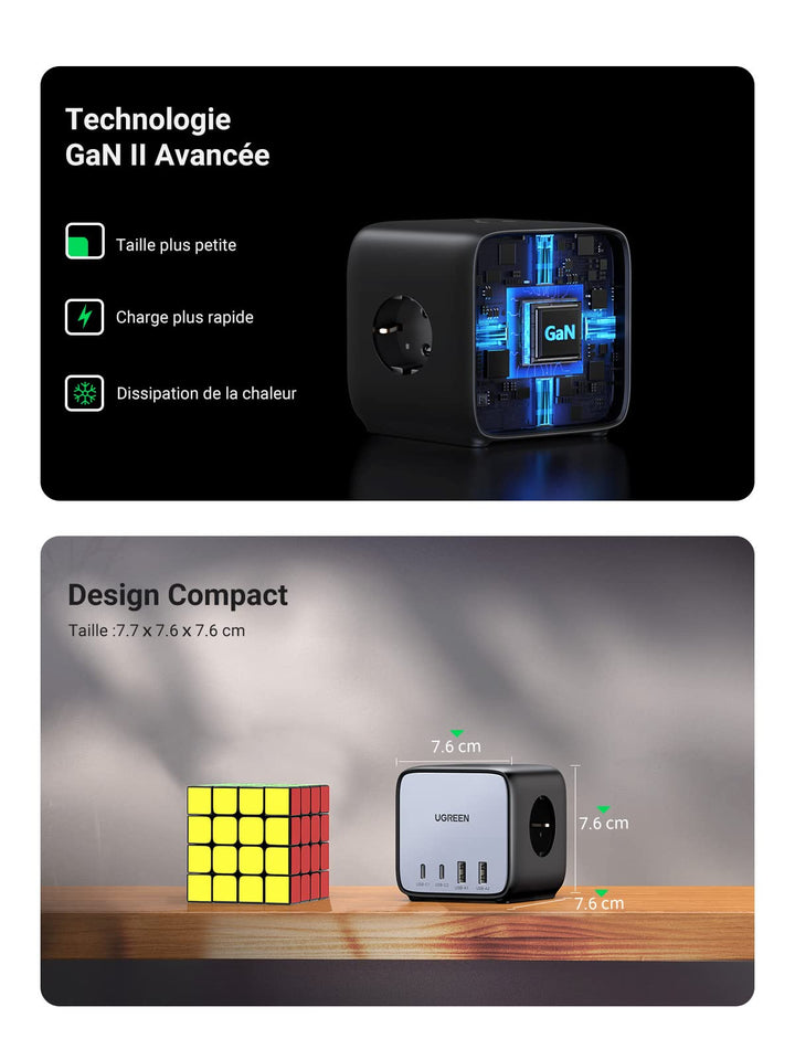 UGREEN DigiNest Cube 7 en 1 Multiprise USB Cube 3 Prises | UGREEN FR