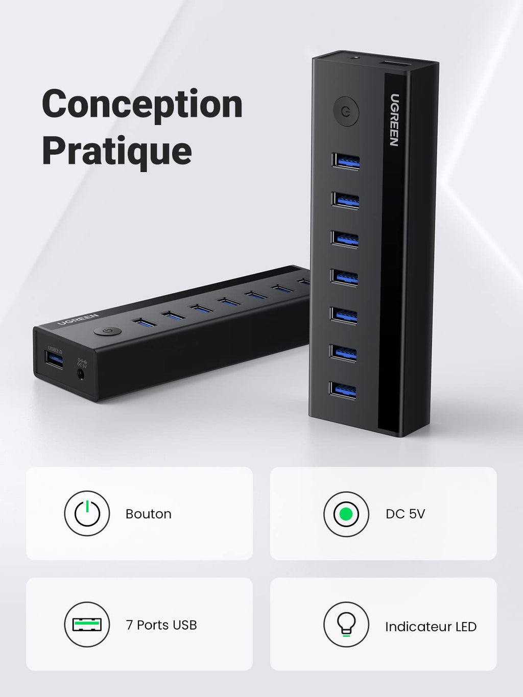 UGREEN Data Hub USB 3.0 à 7 Ports Hub Multi USB 5Gbps