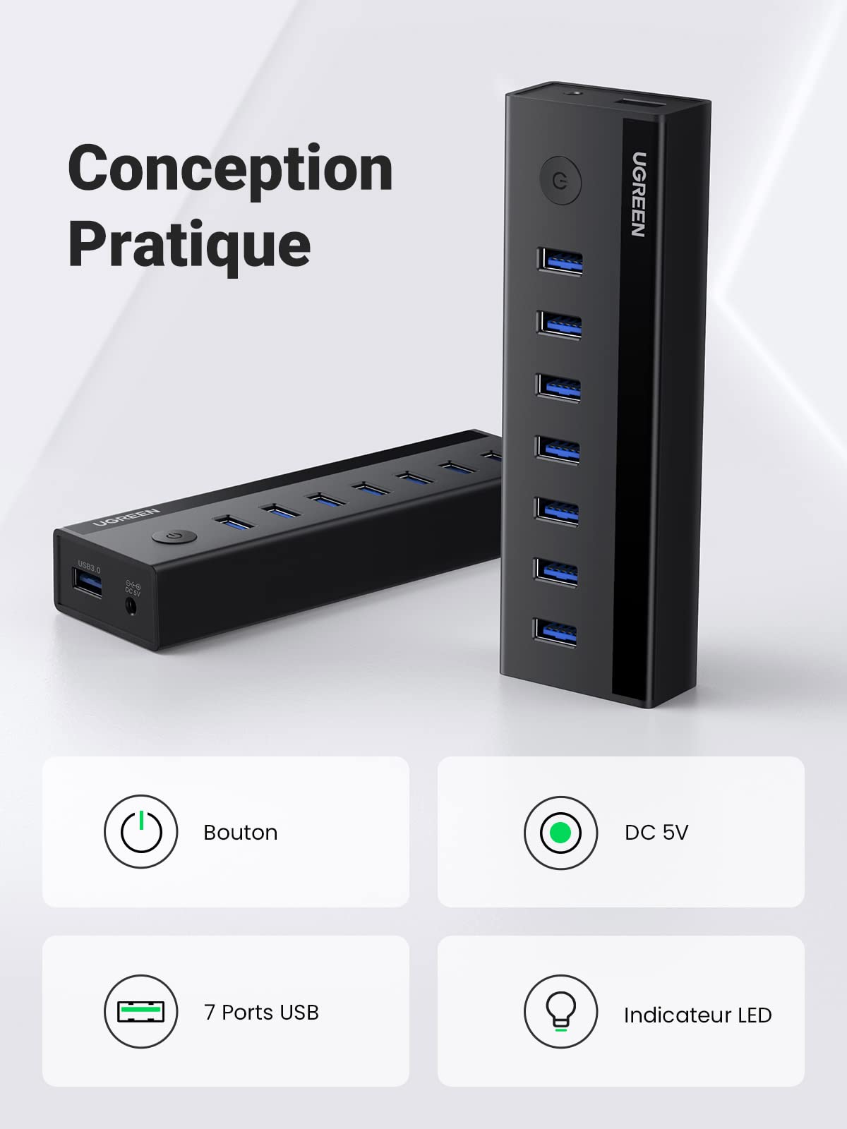 UGREEN Data Hub USB 3.0 à 7 Ports Hub Multi USB 5Gbps