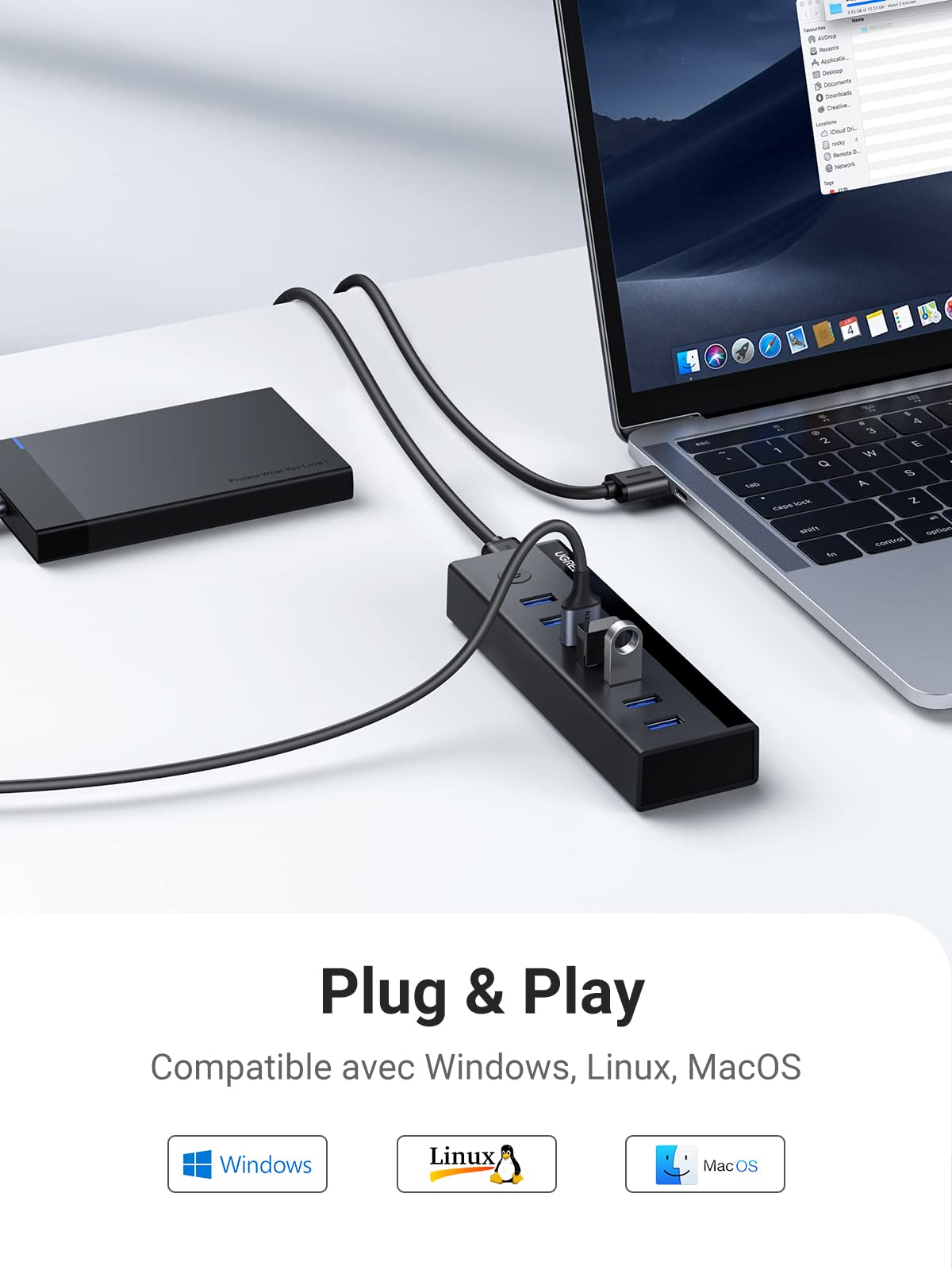 UGREEN Data Hub USB 3.0 à 7 Ports Hub Multi USB 5Gbps
