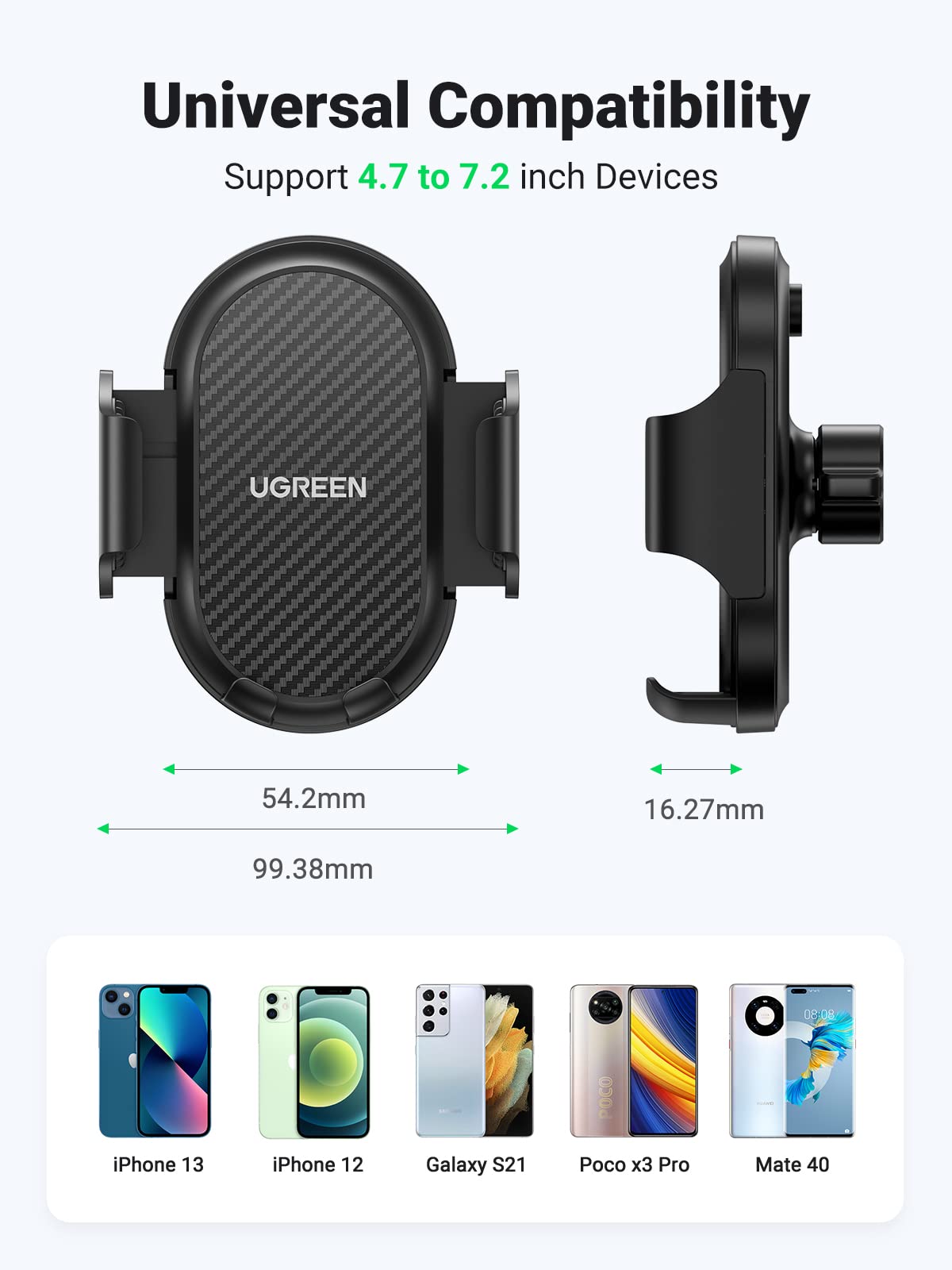 Support Téléphone Voiture Universel Pour Grille D'aération - Fixation Ajustable Et Stable - Rotation 360° - Gris