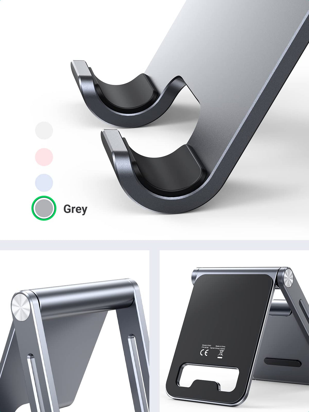 UGREEN Support Téléphone Bureau en Aluminium Stand Smartphone Pliable Ajustable