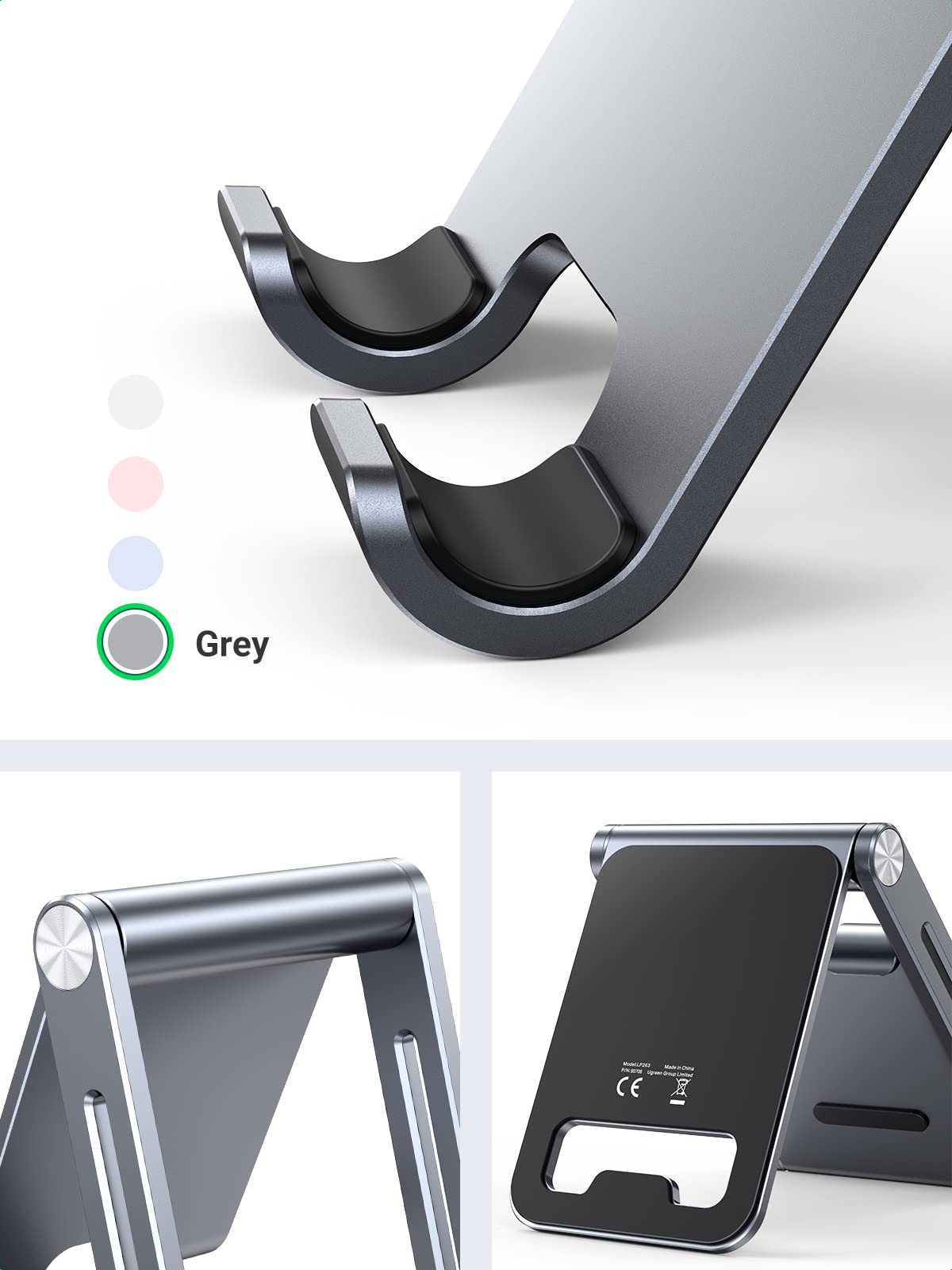 UGREEN Support Téléphone Bureau en Aluminium Stand Smartphone Pliable Ajustable