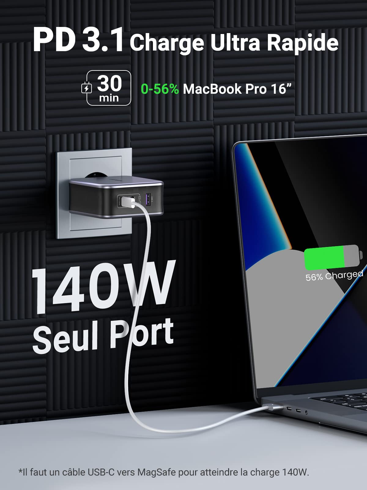 UGREEN Nexode 140W Chargeur USB C PD 3.1 3 Ports