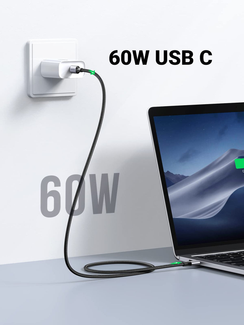 UGREEN Câble USB C vers USB C PD Charge Rapide 60W Nylon Tressé