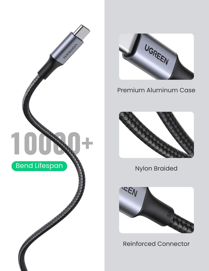 UGREEN Câble USB C vers USB C PD 100W 5A 20V Câble Nylon Tressé
