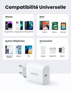 UGREEN 20W Chargeur USB C PD 3.0