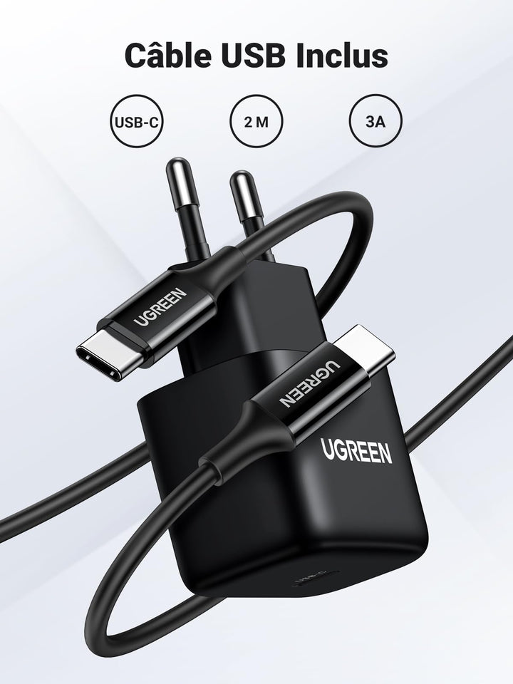 UGREEN 25W Chargeur Ultra Rapide avec 2M Cable USB C