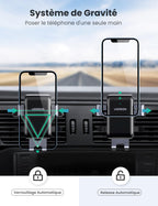 UGREEN Support Téléphone Voiture Gravité Grille Aération Ronde Porte Portable Voiture Accroche