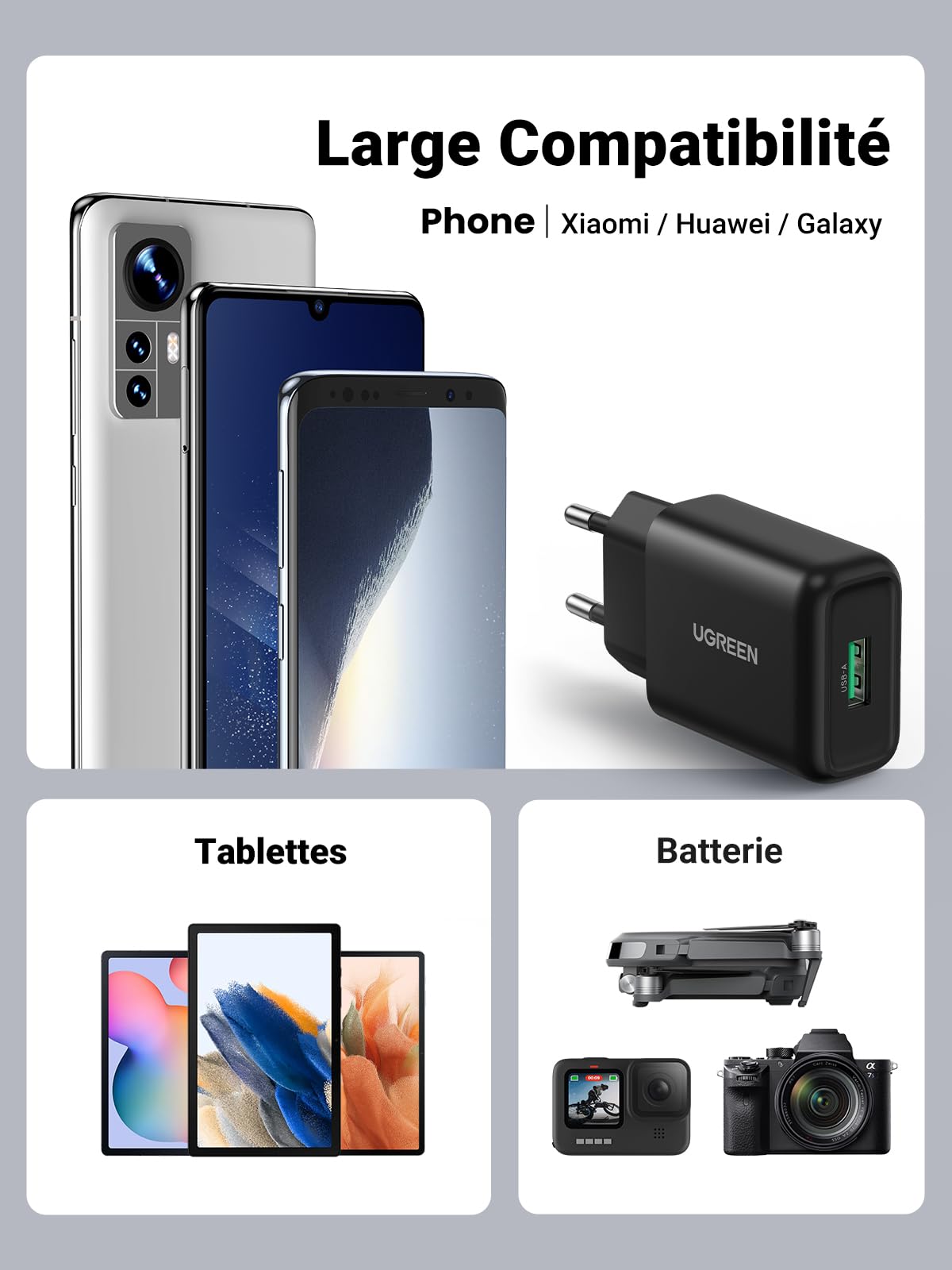 UGREEN Chargeur Secteur USB Quick Charge 3.0 (Noir)