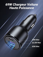 UGREEN 69W Chargeur Voiture USB C Rapide PD QC 3.0