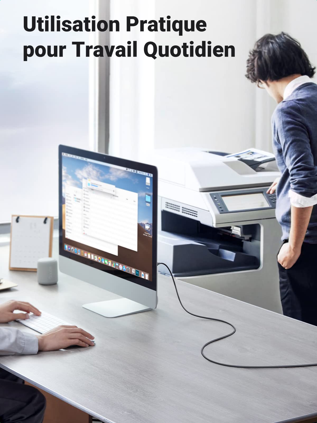 UGREEN Câble Imprimante USB 2.0 A Mâle vers USB B Mâle Câble Scanner Cordon Imprimante Type B Compatible avec Imprimante HP, Canon, Epson, Lexmark, Brother, Hero (5M)